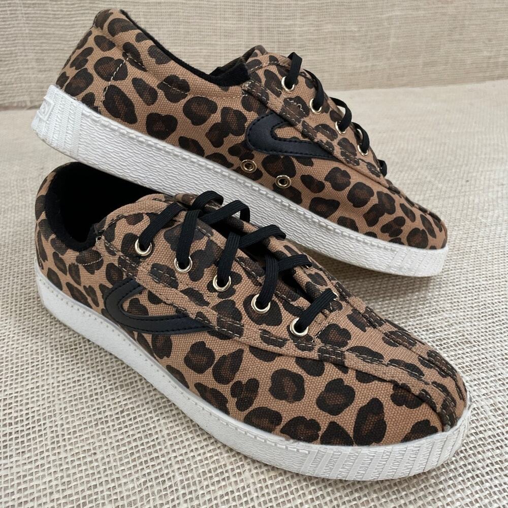 Tretorn Girls Brown Nylite Plus Leopard Canvas Sneaker Shoes Girls Size 5‎ M